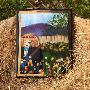 Laura Mostaghel Artist Brooch Pin Woman in Garden
